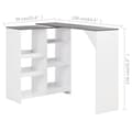 Miniatyrbillede 6 af 6: vidaXL barbord med flytbar hylde 138x39x110 cm hvid