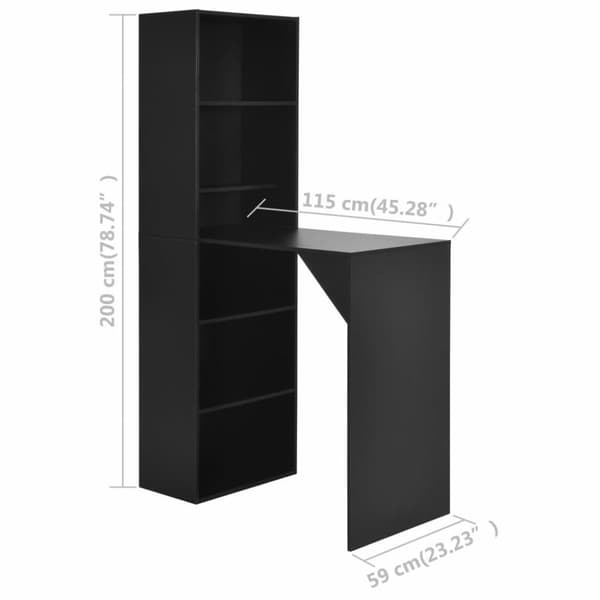 vidaXL barbord med skab 115x59x200 cm sort