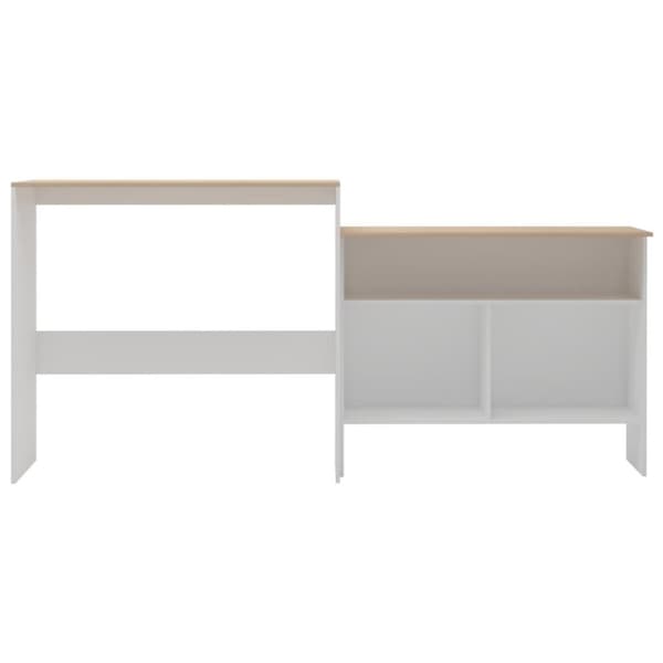 vidaXL Barbord med 2 bordplater hvit og eik 130x40x120 cm