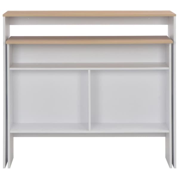 vidaXL Barbord med 2 bordplater hvit og eik 130x40x120 cm