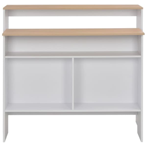 vidaXL Barbord med 2 bordplater hvit og eik 130x40x120 cm