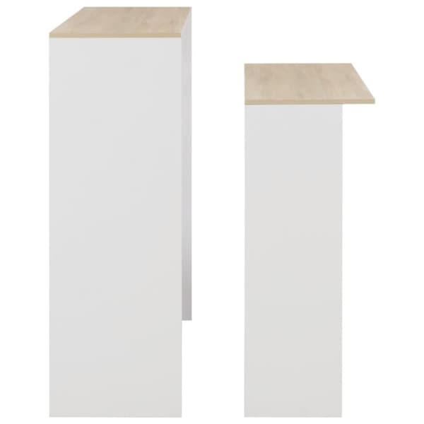 vidaXL Barbord med 2 bordplater hvit og eik 130x40x120 cm