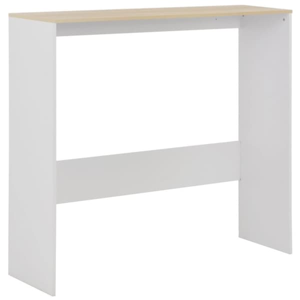 vidaXL Barbord med 2 bordplater hvit og eik 130x40x120 cm