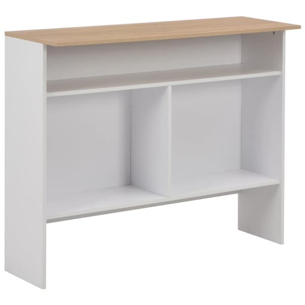 vidaXL Barbord med 2 bordplater hvit og eik 130x40x120 cm