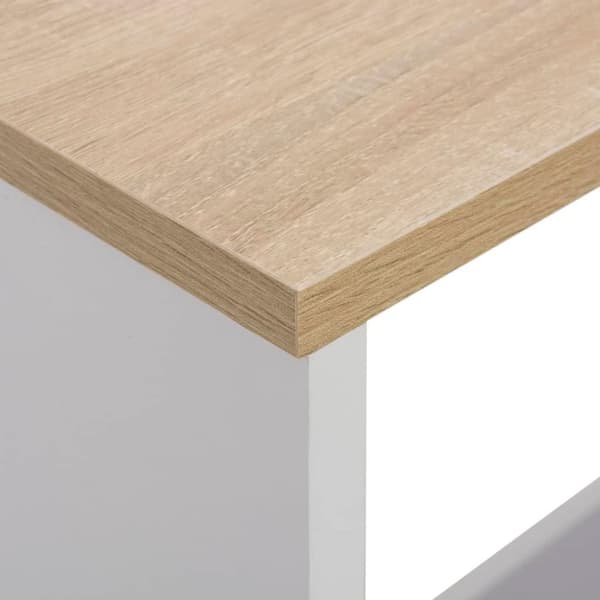 vidaXL Barbord med 2 bordplater hvit og eik 130x40x120 cm