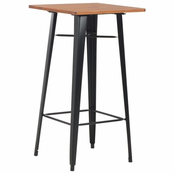 vidaXL barbord 60 x 60 x 108 cm massivt fyrretræ stål sort
