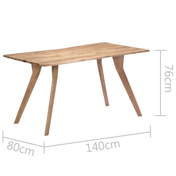 vidaXL spisebord 140 x 80 x 76 cm massivt akacietræ