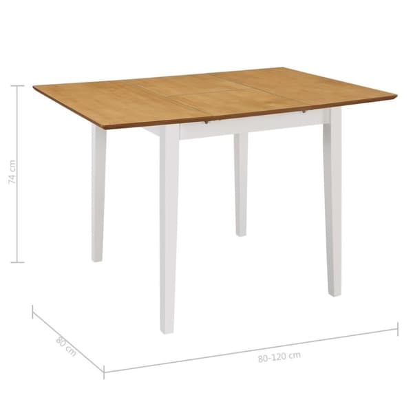 vidaXL Utdragbart matbord (80-120)x80x74 cm vit MDF