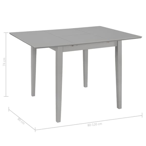 vidaXL udvideligt spisebord (80-120) x 80 x 74 cm MDF grå