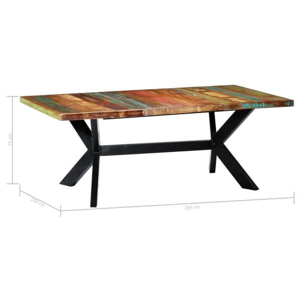 vidaXL Ruokapöytä 200x100x75 cm kiinteä kierrätetty puu