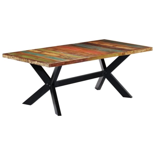 vidaXL Ruokapöytä 200x100x75 cm kiinteä kierrätetty puu