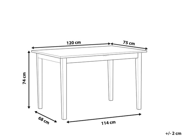 Matbord Ljus Trä Bordsskiva 74 x 120 x 75 cm Svarta Ben Köksbord
