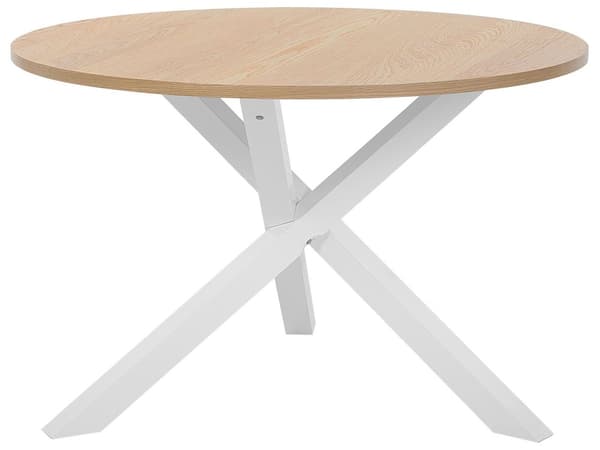 Spisebord Hvid Lyst Træ ø 120 cm med 5 Boho Sæder