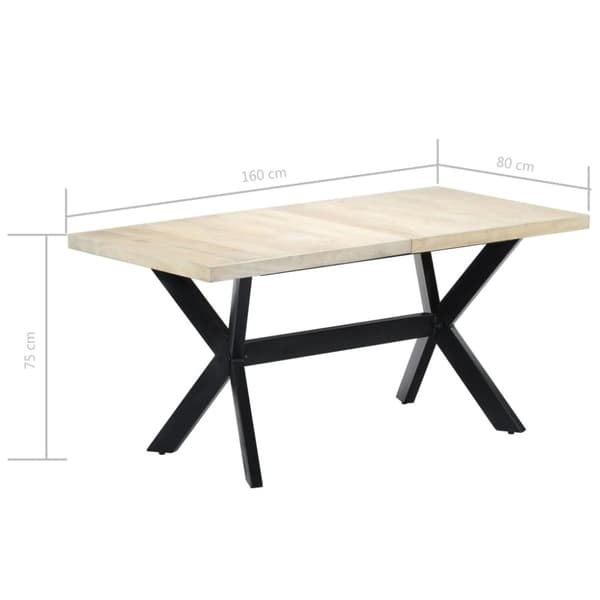 vidaXL Spisebord 160x80x75 cm heltre mango hvit