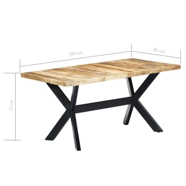 vidaXL Matbord 160x80x75 cm massivt grovt mangoträ