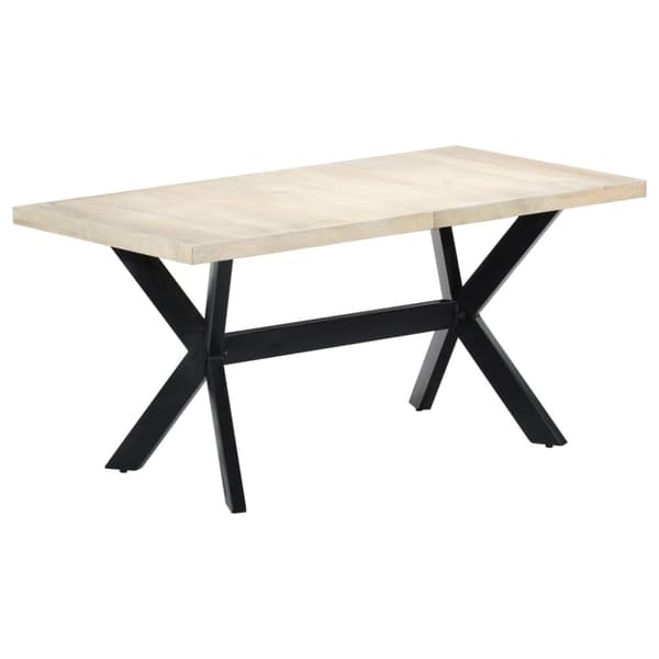 vidaXL spisebord 160 x 80 x 75 cm massivt mangotræ hvid