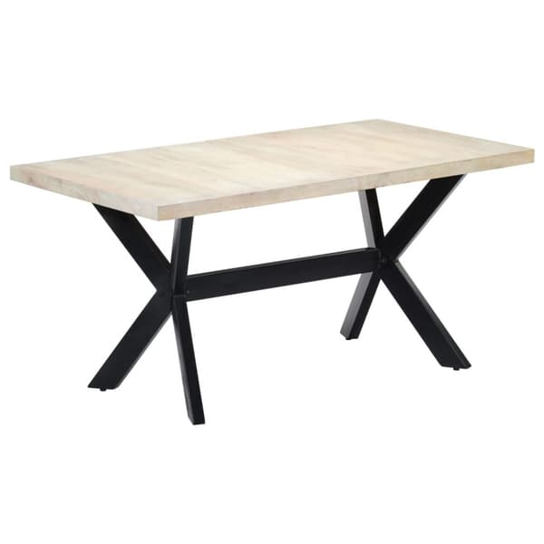 vidaXL spisebord 160 x 80 x 75 cm massivt mangotræ hvid