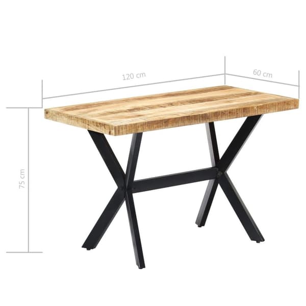 vidaXL Ruokapöytä 120x60x75 cm karkea mangopuu