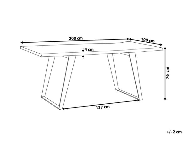 Matbord Ljus Acaciaträ 200 x 100 cm 8-sits Svarta Stålben Industriell