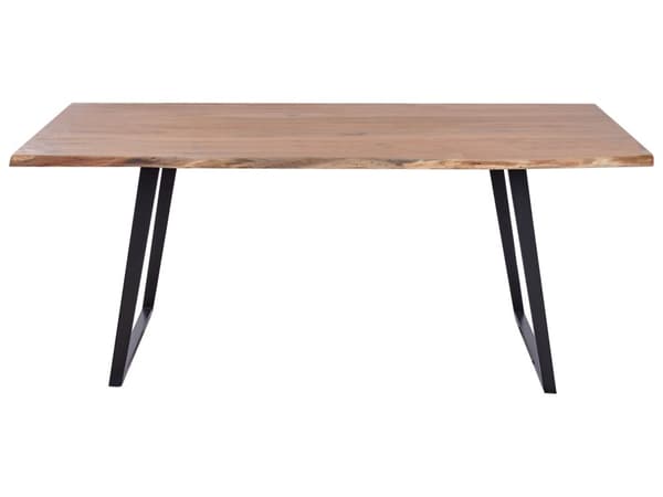 Matbord Ljus Acaciaträ 200 x 100 cm 8-sits Svarta Stålben Industriell