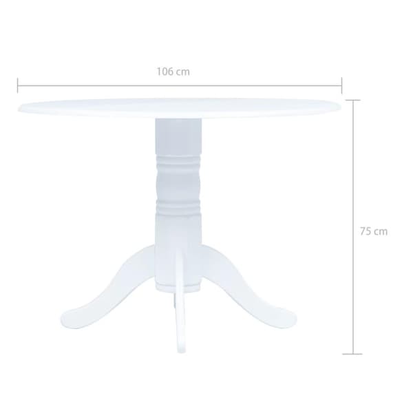 vidaXL Matbord vit 106 cm massivt gummiträ