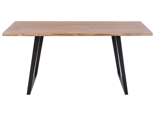Ruokapöytä 180 x 90 cm puinen mustilla jaloilla