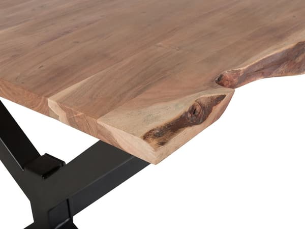 Brunt spisebord i træ 200 x 95 cm metalben 8 sæder