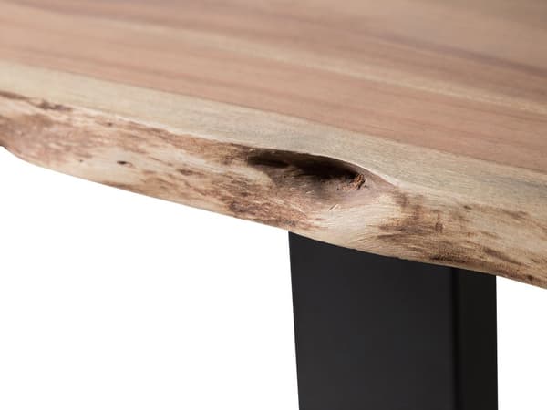 Brunt spisebord i træ 200 x 95 cm metalben 8 sæder
