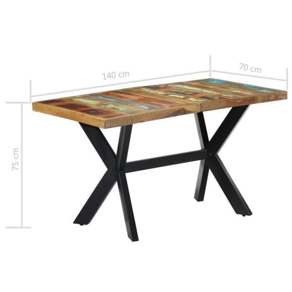 vidaXL Ruokapöytä 140x70x75 cm uusiokäytetty puu