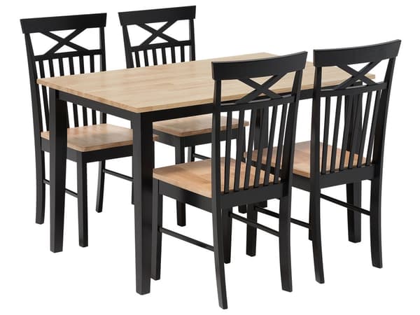 Matgrupp Svart Stabil Trä Ljus Trä Topp 4-sits 120 x 75 cm Modern Skandinavisk