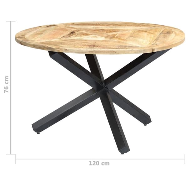 vidaXL spisebord rundt 120 x 76 cm massivt mangotræ