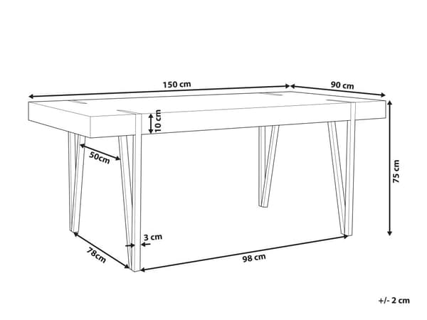 Ruokapöytä tumma puu MDF-levy metalli 150 x 90 x 75 cm neljälle suorakulmainen industriaalinen tyyli