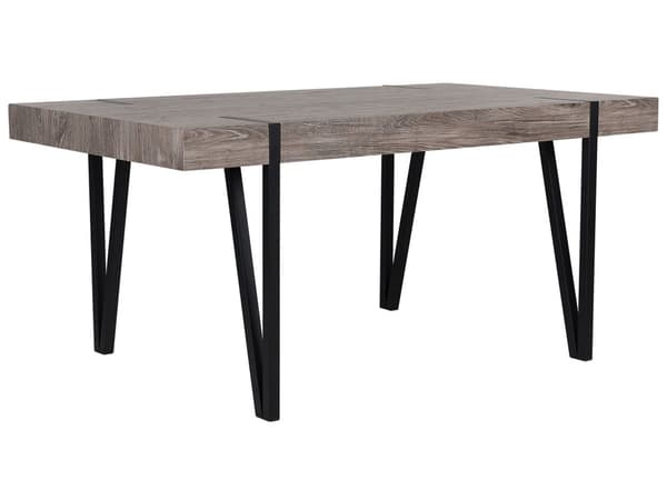 Ruokapöytä tumma puu MDF-levy metalli 150 x 90 x 75 cm neljälle suorakulmainen industriaalinen tyyli