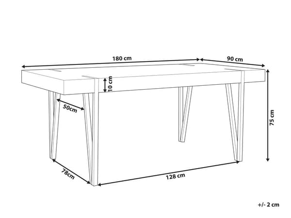 Matbord Mörkt trä Svart Metall 180 x 90 cm Rektangulär Industriell