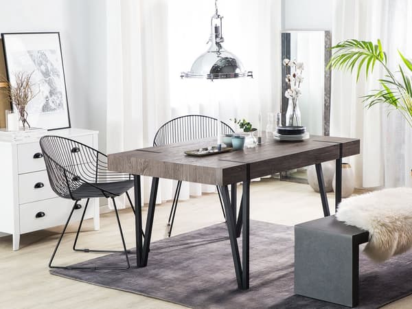 Matbord Mörkt trä Svart Metall 180 x 90 cm Rektangulär Industriell