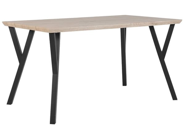 Matbord Ljus Trä Topp Svarta Metallben 140 x 80 cm 6-sits Rektangulär Industriell