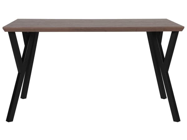 Matbord Mörk Trä Topp Svarta Metallben 140 x 80 cm 6-sits Rektangulär Industriell
