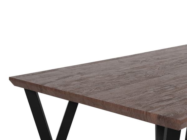 Matbord Mörk Trä Topp Svarta Metallben 140 x 80 cm 6-sits Rektangulär Industriell