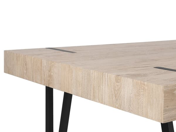 Ruokapöytä vaalea puu MDF-levy metalli 150 x 90 x 75 cm neljälle suorakulmainen industriaalinen tyyli