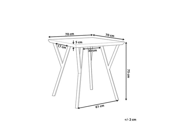 Ruokapöytä vaalea puu MDF-levy musta metalli 70 x 70 x 75 cm neljälle neliö industriaalinen tyyli