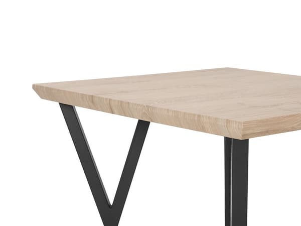 Ruokapöytä vaalea puu MDF-levy musta metalli 70 x 70 x 75 cm neljälle neliö industriaalinen tyyli