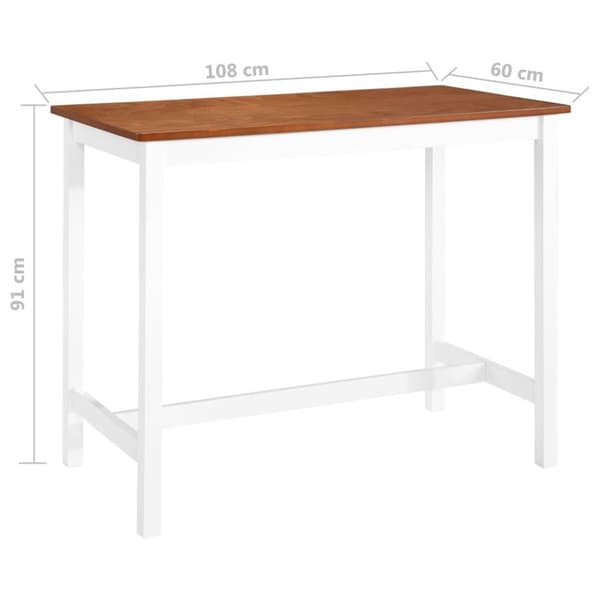 vidaXL Barbord massivt trä 108x60x91 cm