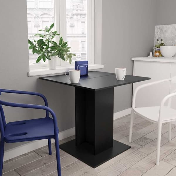 vidaXL Ruokapöytä musta 80x80x75 cm lastulevy