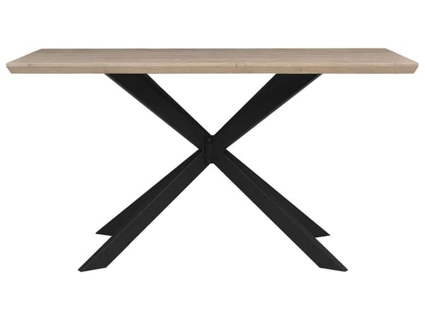 Lyst spisebord af træ metalplade sorte rektangulære ben 140 x 80 cm moderne look