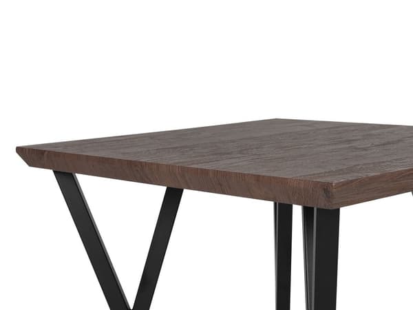 Middagsbord Mørk Træ Sort Metal 70 x 70 cm 4 Personers Køkken Møbel Firkantede Sildeben Lille Spisebord Moderne Stue Indretning Tilbehør