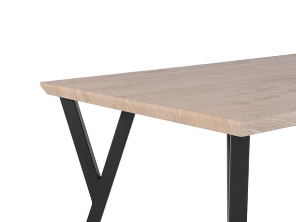 Middagsbord Lyst Træ Sort Metal 140 x 80 cm 4 Personers Køkken Møbel Firkantede Sildeben Lille Spisebord Moderne Stue Indretning Tilbehør
