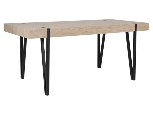 Spisebord Lyst MDF Træ og Sort Pulverlakeret metalben 150 x 90 cm Rektangulært Moderne look Natur Inspireret Køkken Indretning