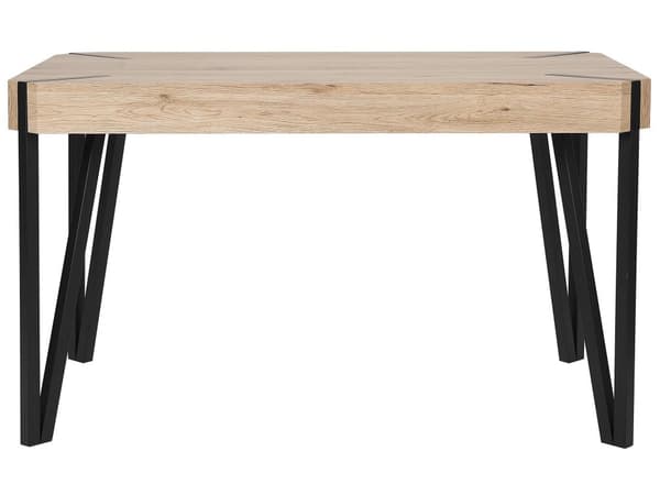 Spisebord Lyst Træ Sort Metalben 130 x 90 cm 4 Personers Rektangulær Stor Plankebord Industriel Moderne Spisestue Køkken Indretning Design