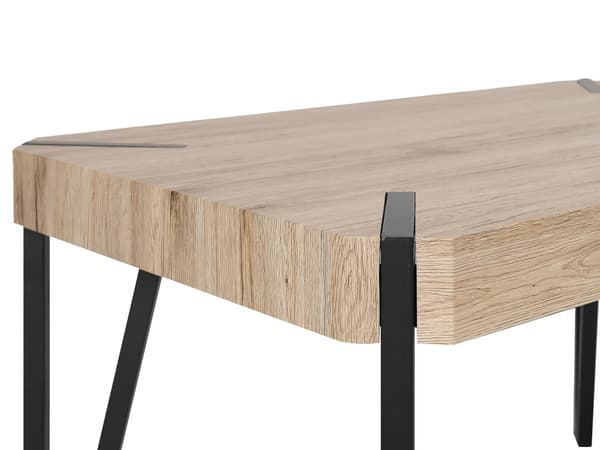 Spisebord Lyst Træ Sort Metalben 130 x 90 cm 4 Personers Rektangulær Stor Plankebord Industriel Moderne Spisestue Køkken Indretning Design