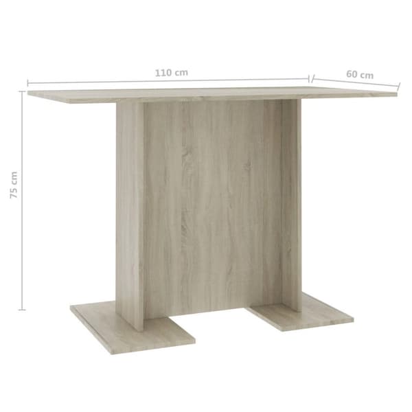 vidaXL Spisebord sonoma eik 110x60x75 cm sponplate